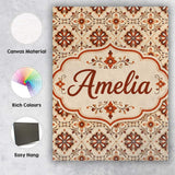 Personalised Name Rustic Geometric Floral Custom  Unique Gift Idea Elegant Feature Canvas Wall Art Print Decor Picture Ready to Hang