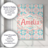 Personalised Name Pastel Floral Geometric Custom  Unique Gift Idea Elegant Feature Canvas Wall Art Print Decor Picture Ready to Hang