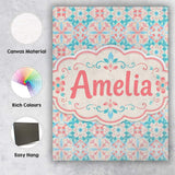 Personalised Name Pastel Floral Geometric Custom  Unique Gift Idea Elegant Feature Canvas Wall Art Print Decor Picture Ready to Hang