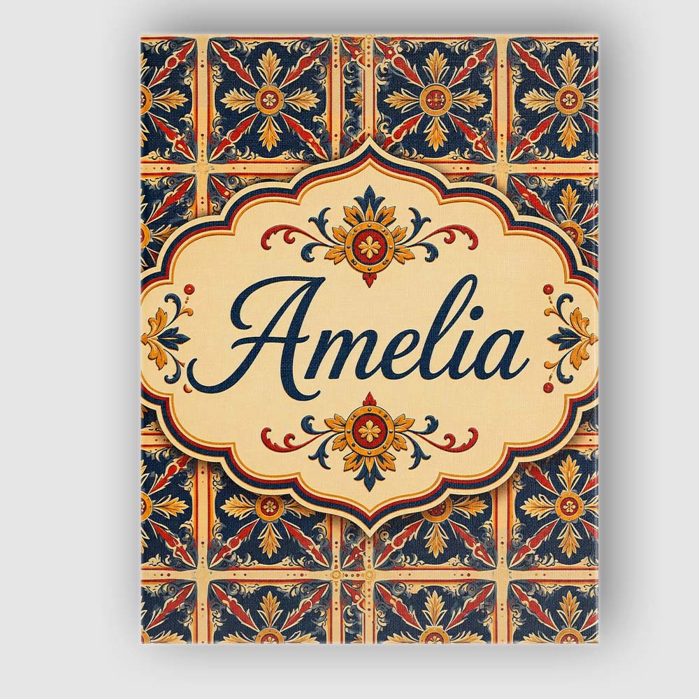 Personalised Name Vibrant Teal Orange Custom Modern Room Accent Creative Decorator Style Canvas Wall Art Print Decor Picture Ready to Hang