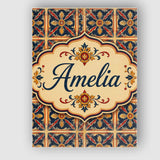 Personalised Name Vibrant Teal Orange Custom Modern Room Accent Creative Decorator Style Canvas Wall Art Print Decor Picture Ready to Hang