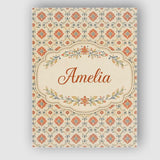 Personalised Name Aqua Orange Floral Tile Custom  Unique Gift Idea Elegant Feature Canvas Wall Art Print Decor Picture Ready to Hang