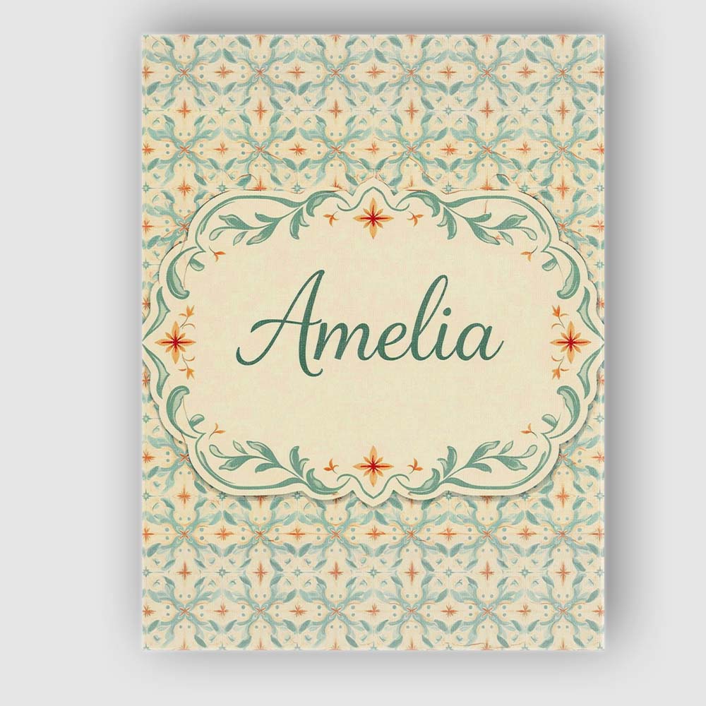 Personalised Name Soft Aqua and Coral Custom Modern Room Accent Creative Decorator Style Canvas Wall Art Print Decor Picture Ready to Hang