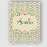 Personalised Name Soft Aqua and Coral Custom Modern Room Accent Creative Decorator Style Canvas Wall Art Print Decor Picture Ready to Hang