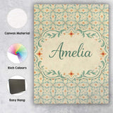 Personalised Name Soft Aqua and Coral Custom Modern Room Accent Creative Decorator Style Canvas Wall Art Print Decor Picture Ready to Hang