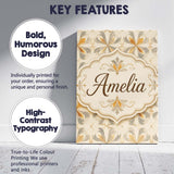 Personalised Name Neutral Beige and Ochre Custom  Unique Gift Idea Elegant Feature Canvas Wall Art Print Decor Picture Ready to Hang