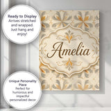 Personalised Name Neutral Beige and Ochre Custom  Unique Gift Idea Elegant Feature Canvas Wall Art Print Decor Picture Ready to Hang