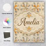Personalised Name Neutral Beige and Ochre Custom  Unique Gift Idea Elegant Feature Canvas Wall Art Print Decor Picture Ready to Hang