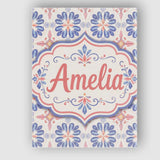 Personalised Name Pastel Blue and Pink Custom  Modern Room Accent Elegant Feature Canvas Wall Art Print Decor Picture Ready to Hang