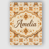 Personalised Name Golden Brown Ornate Custom Modern Room Accent Creative Decorator Style Canvas Wall Art Print Decor Picture Ready to Hang