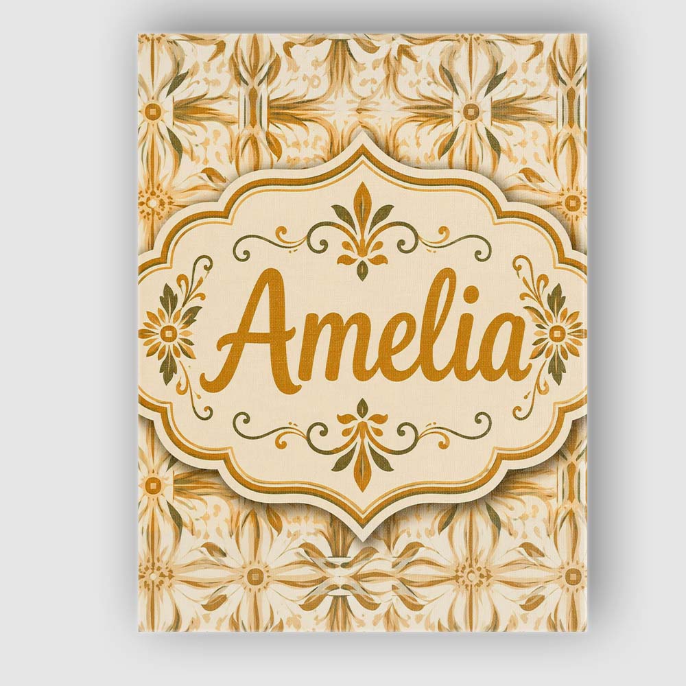 Personalised Name Light Tan and Ochre Custom Modern Room Accent Creative Decorator Style Canvas Wall Art Print Decor Picture Ready to Hang
