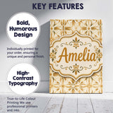 Personalised Name Light Tan and Ochre Custom Modern Room Accent Creative Decorator Style Canvas Wall Art Print Decor Picture Ready to Hang