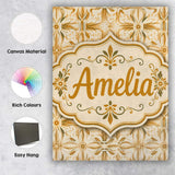 Personalised Name Light Tan and Ochre Custom Modern Room Accent Creative Decorator Style Canvas Wall Art Print Decor Picture Ready to Hang