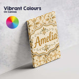 Personalised Name Light Tan and Ochre Custom Modern Room Accent Creative Decorator Style Canvas Wall Art Print Decor Picture Ready to Hang