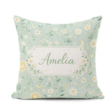 Custom Name Minimal Floral Leaves and Sun moon Pattern Beautiful Square Filled Cushion Throw Pillow Sofa Bed Home Decor Zip Washable UK Made