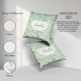 Custom Name Minimal Floral Leaves and Sun moon Pattern Beautiful Square Filled Cushion Throw Pillow Sofa Bed Home Decor Zip Washable UK Made