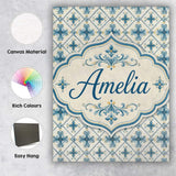 Personalised Name Pale Blue and Cream Custom Modern Room Accent Creative Decorator Style Canvas Wall Art Print Decor Picture Ready to Hang