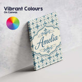 Personalised Name Pale Blue and Cream Custom Modern Room Accent Creative Decorator Style Canvas Wall Art Print Decor Picture Ready to Hang