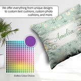 Custom Name Minimal Floral Leaves and Sun moon Pattern Beautiful Square Filled Cushion Throw Pillow Sofa Bed Home Decor Zip Washable UK Made