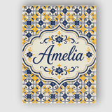 Personalised Name Navy and Mustard Decorative Custom Unique Gift Idea Modern Room Accent Canvas Wall Art Print Decor Picture Ready to Hang