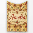 Vintage Floral Tile Pattern in Warm Beige and Terracotta Geometric  Personalised Custom Name Super Soft Fleece Blanket Bed Sofa Throw