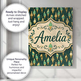Personalised Name Dark Green Ice Cream Cone Custom  Bespoke Interior Contemporary Canvas Wall Art Print Decor Picture Ready to Hang