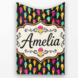 Bright Neon Ice Cream Cones on Black Fun Pop Art Dessert Seamless  Personalised Custom Name Super Soft Fleece Blanket Bed Sofa Throw