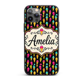 Bright Neon Ice Cream Cones on Black Fun Pop Art Custom Name Protective Phone Case Mobile Cover Durable Everyday Smartphone Shock Resistant