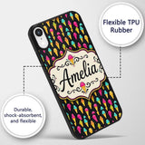 Bright Neon Ice Cream Cones on Black Fun Pop Art Custom Name Protective Phone Case Mobile Cover Durable Everyday Smartphone Shock Resistant