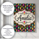 Personalised Name Bright Neon Ice Cream Custom  Modern Room Accent Elegant Feature Canvas Wall Art Print Decor Picture Ready to Hang