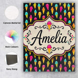 Personalised Name Bright Neon Ice Cream Custom  Modern Room Accent Elegant Feature Canvas Wall Art Print Decor Picture Ready to Hang