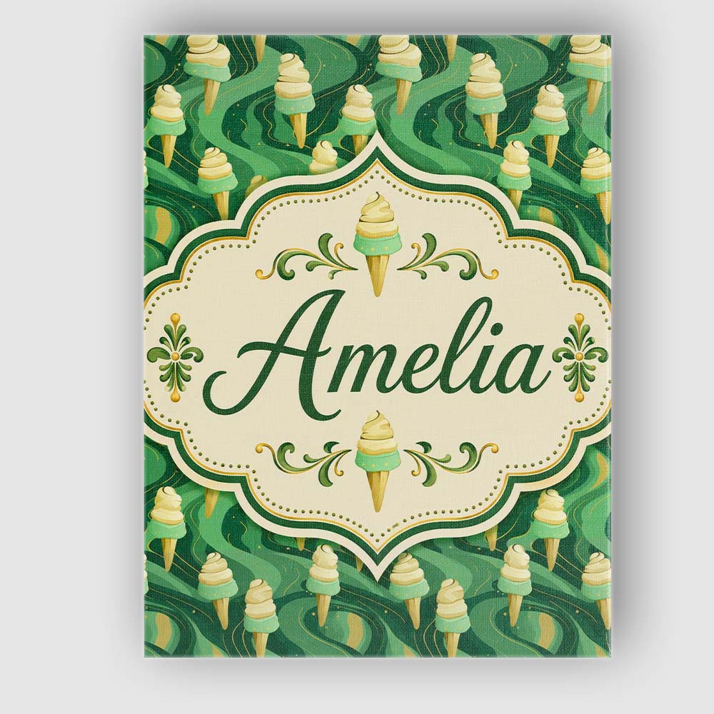 Personalised Name Abstract Green Swirl Custom  Modern Room Accent Elegant Feature Canvas Wall Art Print Decor Picture Ready to Hang