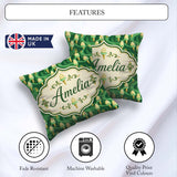 Custom Name Abstract Green Swirl Background with Ice Cream Cones Square Filled Cushion Throw Pillow Sofa Bed Home Decor Zip Washable UK Made