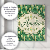 Personalised Name Abstract Green Swirl Custom  Modern Room Accent Elegant Feature Canvas Wall Art Print Decor Picture Ready to Hang