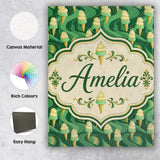 Personalised Name Abstract Green Swirl Custom  Modern Room Accent Elegant Feature Canvas Wall Art Print Decor Picture Ready to Hang