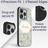 Wildflower Orange and White Floral Pattern Sage Custom Name Protective Phone Case Mobile Cover Durable Everyday Smartphone Shock Resistant