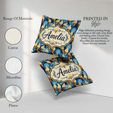Custom Name Artistic Cream Cones Over Starry Night Inspired Blue Square Filled Cushion Throw Pillow Sofa Bed Home Decor Zip Washable UK Made