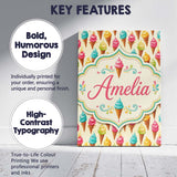 Personalised Name Colourful Ice Cream Cones Custom  Bespoke Interior Contemporary Canvas Wall Art Print Decor Picture Ready to Hang