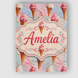 Personalised Name Melted Ice Cream Drip Custom  Modern Room Accent Elegant Feature Canvas Wall Art Print Decor Picture Ready to Hang