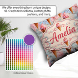 Custom Name Melted Ice Cream Drip Effect Pattern in and Artistic Square Filled Cushion Throw Pillow Sofa Bed Home Decor Zip Washable UK Made