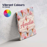 Personalised Name Melted Ice Cream Drip Custom  Modern Room Accent Elegant Feature Canvas Wall Art Print Decor Picture Ready to Hang