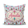 Custom Name Soft Pastel Ice Cream Cone Repeat on Neutral Minimal Square Filled Cushion Throw Pillow Sofa Bed Home Decor Zip Washable UK Made
