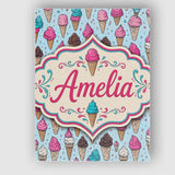 Personalised Name Soft Pastel Ice Cream Custom  Modern Room Accent Elegant Feature Canvas Wall Art Print Decor Picture Ready to Hang