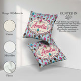 Custom Name Soft Pastel Ice Cream Cone Repeat on Neutral Minimal Square Filled Cushion Throw Pillow Sofa Bed Home Decor Zip Washable UK Made