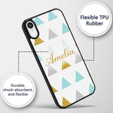 Glitter Triangle Geometric Pattern Printed Design Custom Name Protective Phone Case Mobile Cover Durable Everyday Smartphone Shock Resistant