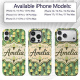 Vintage Mint Green Ice Cream Cones Printed Design Custom Name Protective Phone Case Mobile Cover Durable Everyday Smartphone Shock Resistant