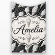 Monochrome Ice Cream Cone Pattern on Black with Swirl Texture Lovely  Personalised Custom Name Super Soft Fleece Blanket Bed Sofa Throw