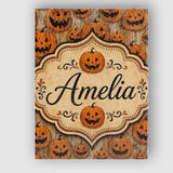 Personalised Name Classic Halloween Pumpkin Custom  Bespoke Interior Contemporary Canvas Wall Art Print Decor Picture Ready to Hang
