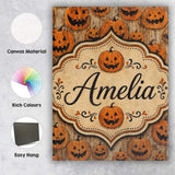 Personalised Name Classic Halloween Pumpkin Custom  Bespoke Interior Contemporary Canvas Wall Art Print Decor Picture Ready to Hang