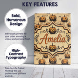 Personalised Name Grungy Halloween Pumpkins Custom  Bespoke Interior Contemporary Canvas Wall Art Print Decor Picture Ready to Hang